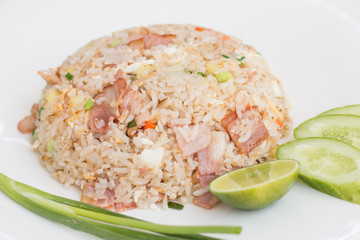 Thai fried rice with ham and bacon. Called Hawiian Fried Rice.