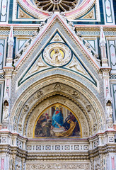 Obraz premium Detail of decor of Florence Cathedral of Saint Mary of the Flower, Florence Duomo (Duomo di Firenze) in Florence, Italy