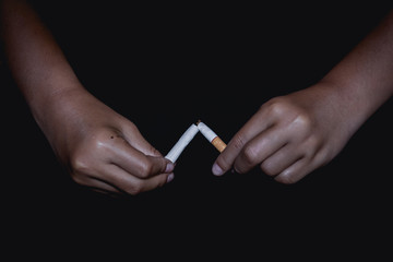 Stop smoking cigarette for health with black background