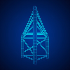 Truss girder element. Wireframe low poly mesh vector illustration.