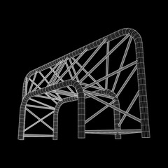 Truss girder element. Wireframe low poly mesh vector illustration.