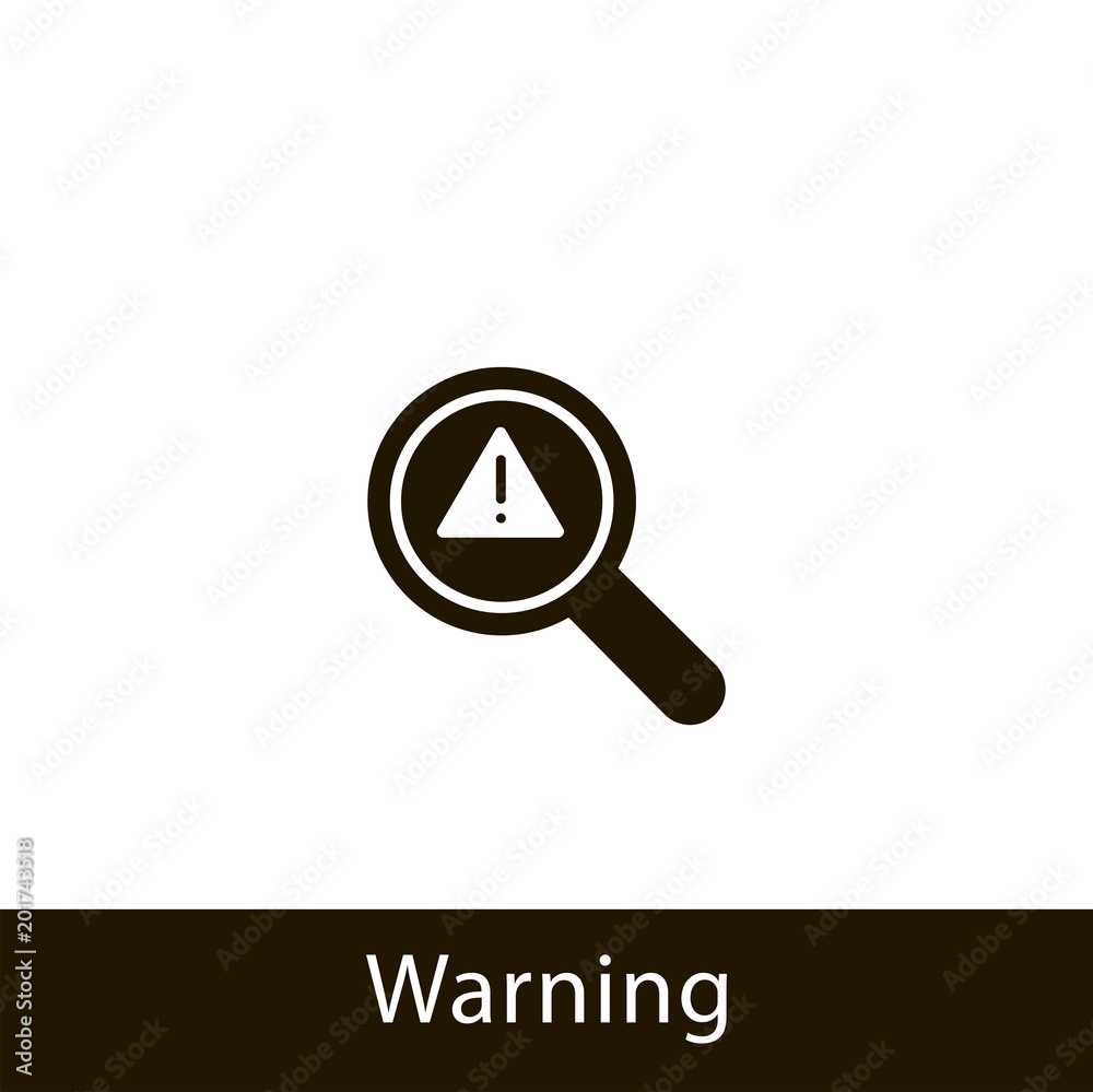 Wall mural magnifying glass icon. warning magnifying glass. sign design