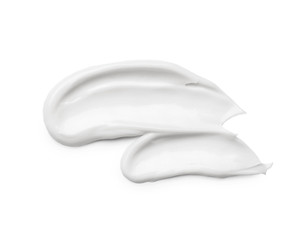 Cream smears on white background. Cosmetic product