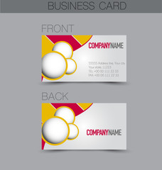 Business card set template for business identity corporate style. Orange and red color. Vector illustration.