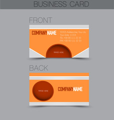 Business card set template for business identity corporate style. Orange color. Vector illustration.