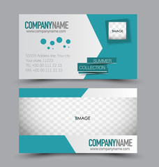 Business card set template for business identity corporate style. Green color. Vector illustration.