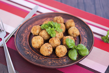 Traditional jewish and middle eastern dish. Falafel. Israeli cuisine concept.