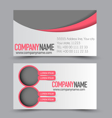 Business card set template for business identity corporate style. Vector illustration.  Red color.