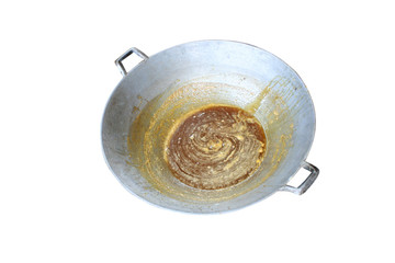 Simmer of honey bee in big pan top view isolated on white background