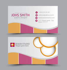Naklejka premium Business card set template for business identity corporate style. Vector illustration. Pink and yellow color.