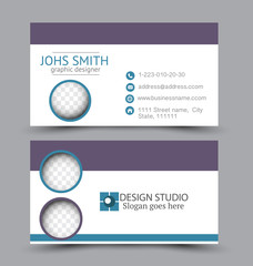 Business card set template for business identity corporate style. Vector illustration. Blue and purple color.