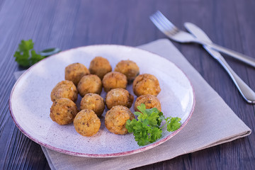Traditional jewish and middle eastern dish. Falafel. Israeli cuisine concept.