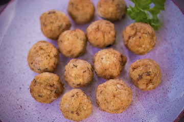 Traditional jewish and middle eastern dish. Falafel. Israeli cuisine concept.
