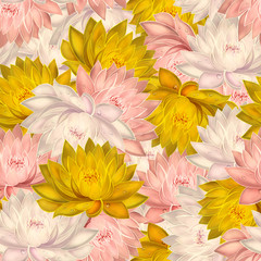 Seamless pattern with water lilies