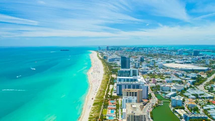 Keuken spatwand met foto Aerial view city Miami Beach, South Beach, Florida, USA. © miami2you