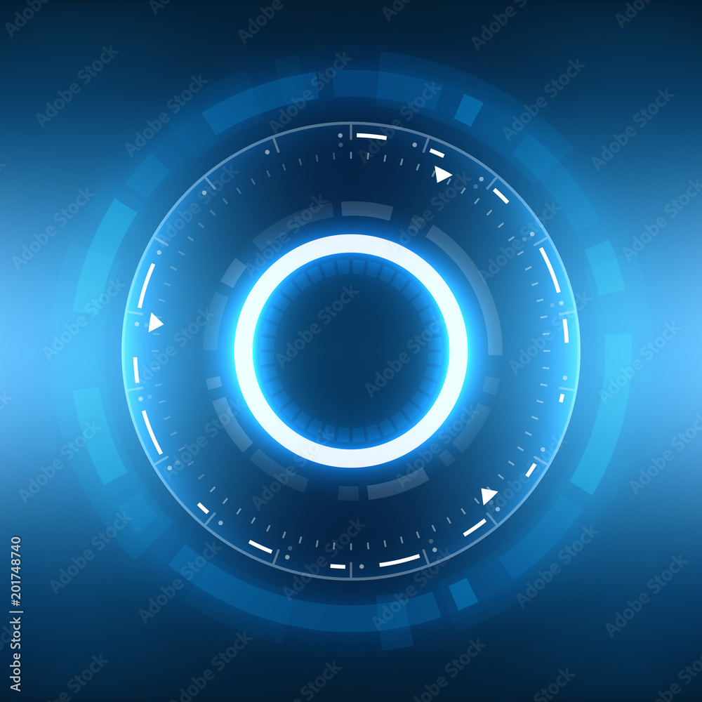 Wall mural futuristic sci-fi virtual reality technology hud circle element. abstract background