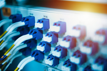 Fiber optics cable connecting on the core