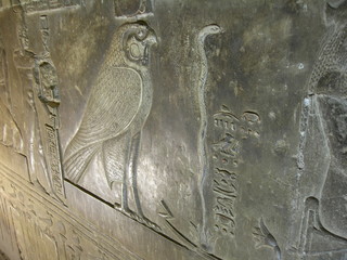 Original Egyptian hieroglyphs, - images of bird, snake and others