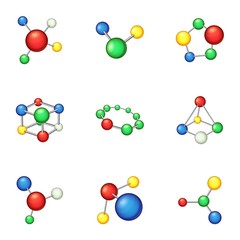 Chemical icons set. Cartoon set of 9 chemical vector icons for web isolated on white background