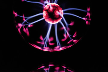 Electricity fire-ball. Abstract photo of electric waves.