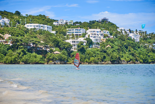 Diniwid beach is the best for kitesurfing and windsurfing in Boracay, Philippines