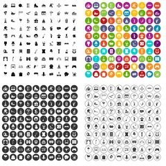 100 amusement icons set vector in 4 variant for any web design isolated on white