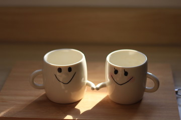 Couple glass of white ceramic for home decoration.