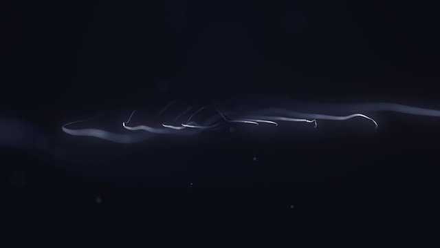 Abstract glowing lines in the dark. 3D animation