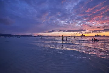 Photo sur Plexiglas Plage blanche de Boracay Beau coucher de soleil sur la plage blanche de Boracay, philippines