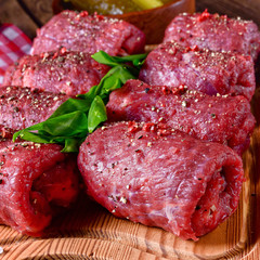 a tasty and fresh raw beef roulades