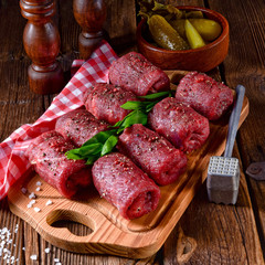 a tasty and fresh raw beef roulades