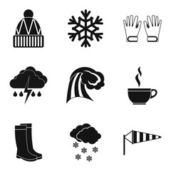 Hydrometeorological icons set. Simple set of 9 hydrometeorological vector icons for web isolated on white background