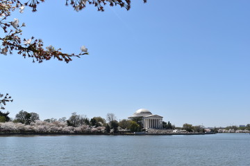 Closeup of Famous Jefferson Monument on Lake Tidal Basin in Washington D.C in the USA