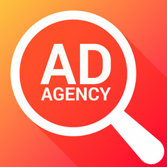 Marketing Concept: Magnifying Optical Glass With Words Ad Agency