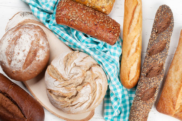 Various crusty bread and buns