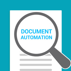 Business Concept: Magnifying Optical Glass With Words Document Automation