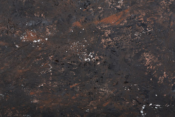 old metal background or texture. Abstract Grunge Decorative Dark Blue, Brown stucco Wall Background. Gloomy Rough Smear Texture. Web Banner or Wallpaper With Copy Space For Design.