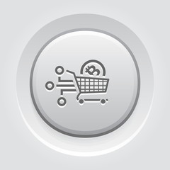 Shopping with Crybtocurrency Button Icon.