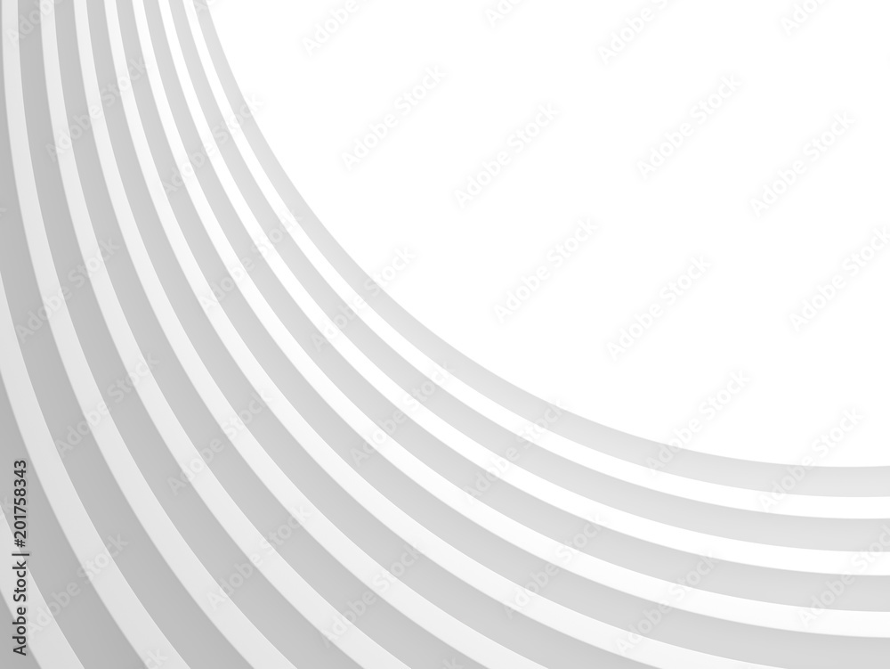 Poster Abstract of white curved architectural pattern background,Concept of future modern facade design on architecture,3d rendering	