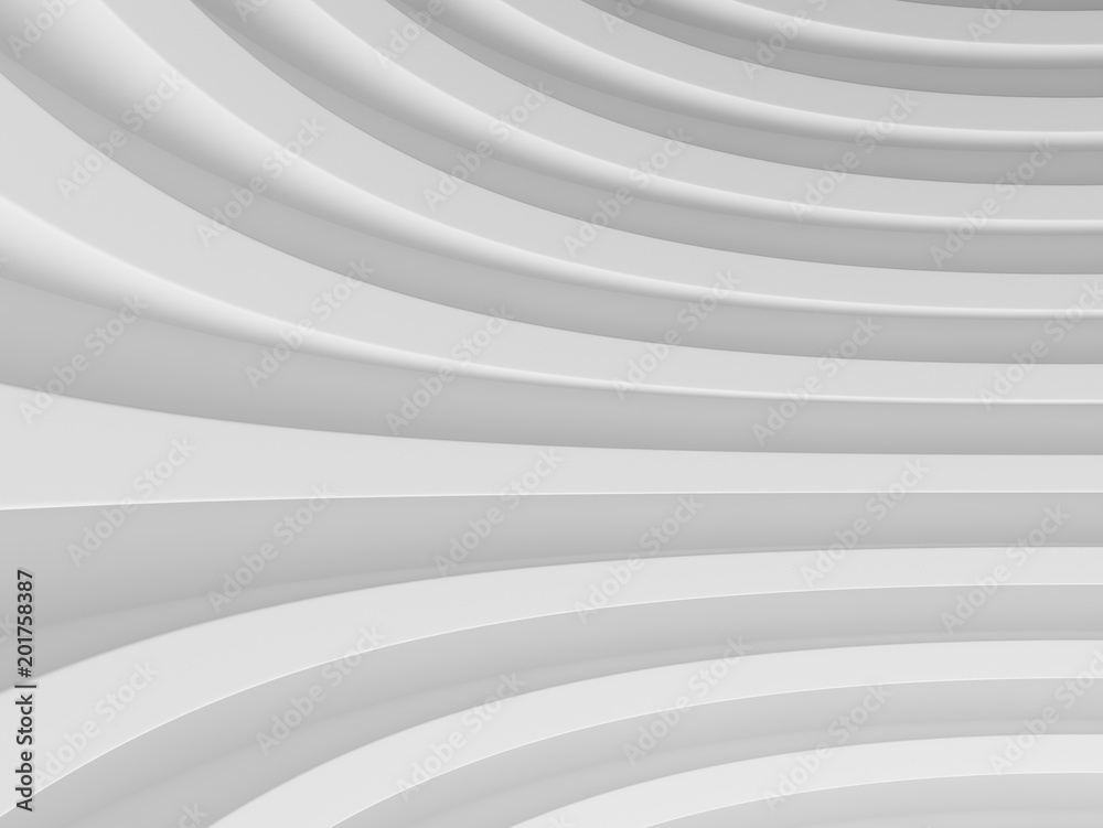 Aufkleber Abstract of white curved architectural pattern background,Concept of future modern facade design on architecture,3d rendering	