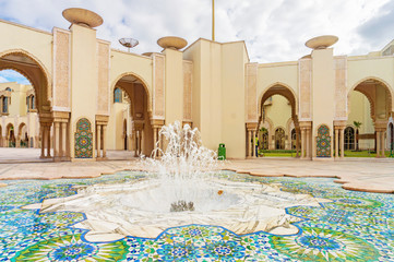Fountain in Tower Mosque Hassan II in Casablanca