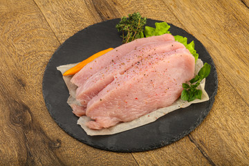 Raw turkey steak
