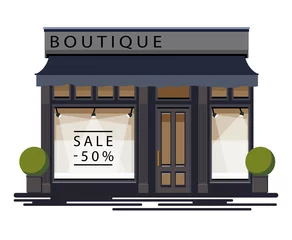 Fotobehang Boutique facade. Illustration of a boutique in a flat style. Vector illustration Eps10 file © 300_librarians