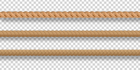 Vector realistic isolated rope for decoration and covering on the transparent background. © comicsans