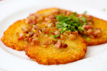 Potato pancakes with bacon