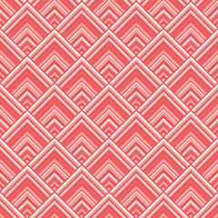 Seamless background for your designs. Modern vector ornament with red and pink rhombuses. Geometric abstract pattern