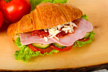 Croissat with ham and cheese