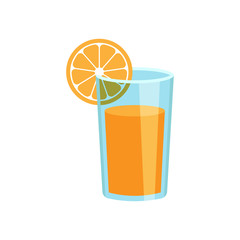 Orange fruit juice vector icon in flat style. Orange citrus cocktail drink illustration on white isolated background. Tropical food concept.