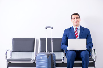 Man wairing to boarding in airport lounge room