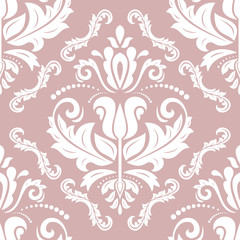 Classic seamless vector purple and white pattern. Damask orient ornament. Classic vintage background. Orient ornament for fabric, wallpaper and packaging